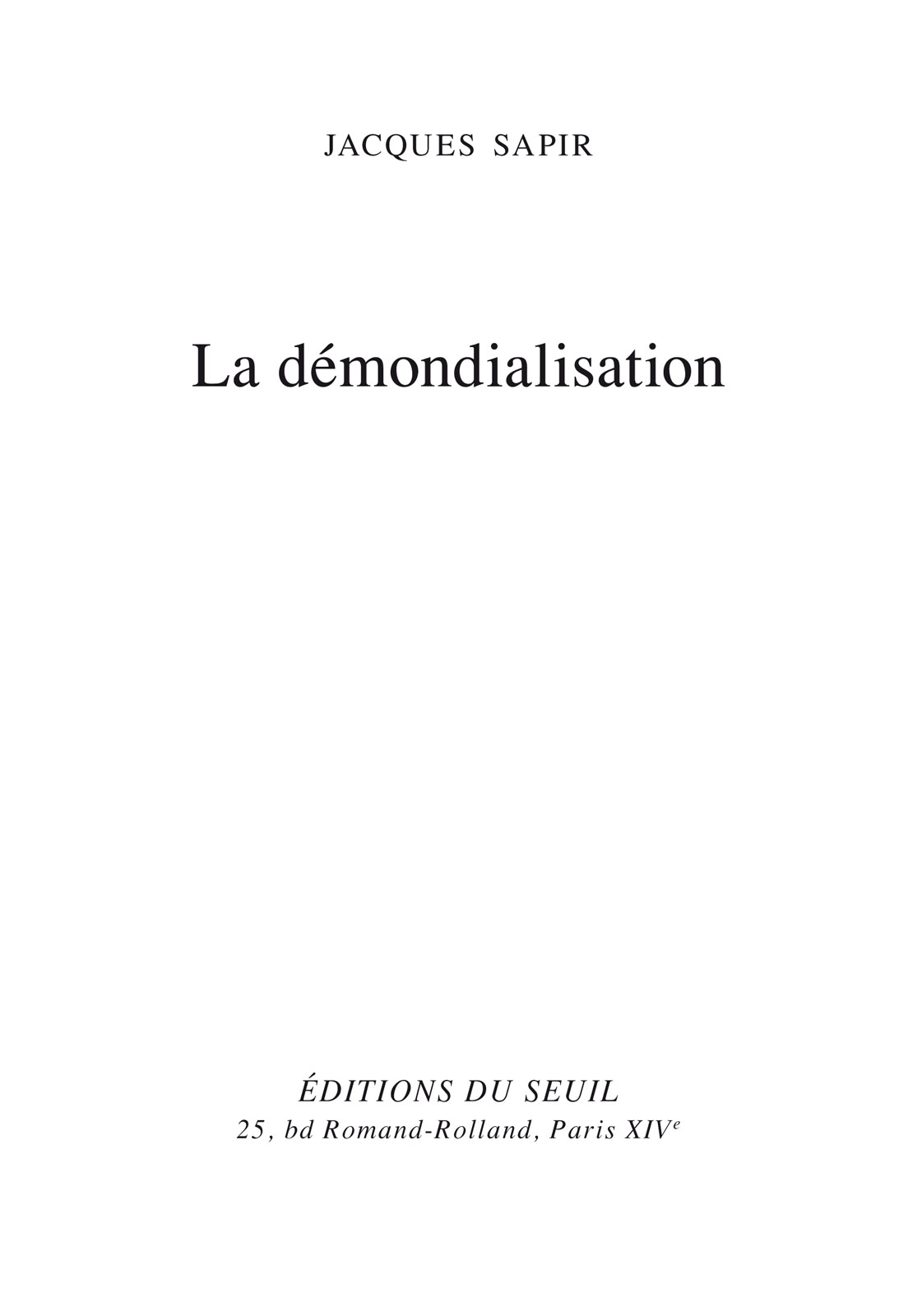 La Démondialisation