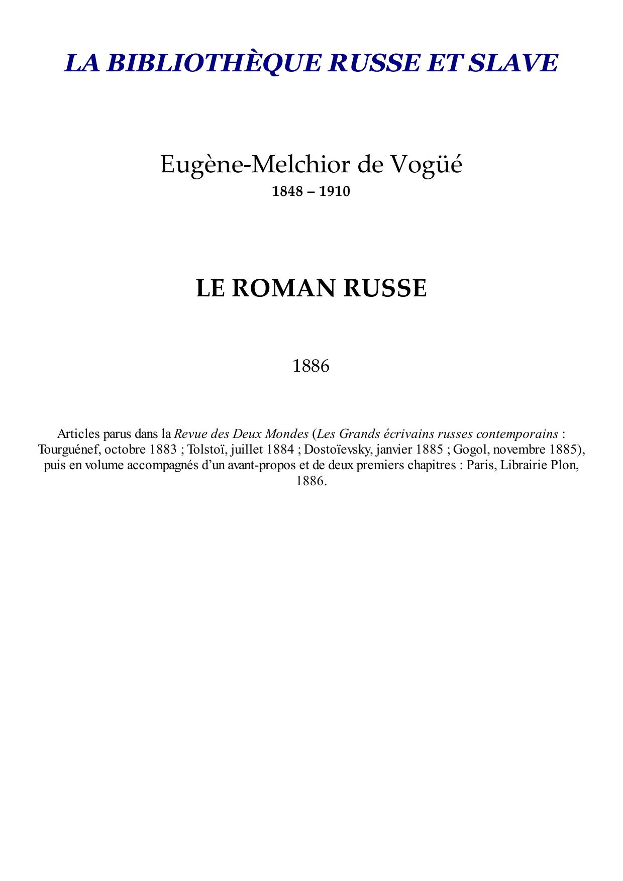 Le Roman russe