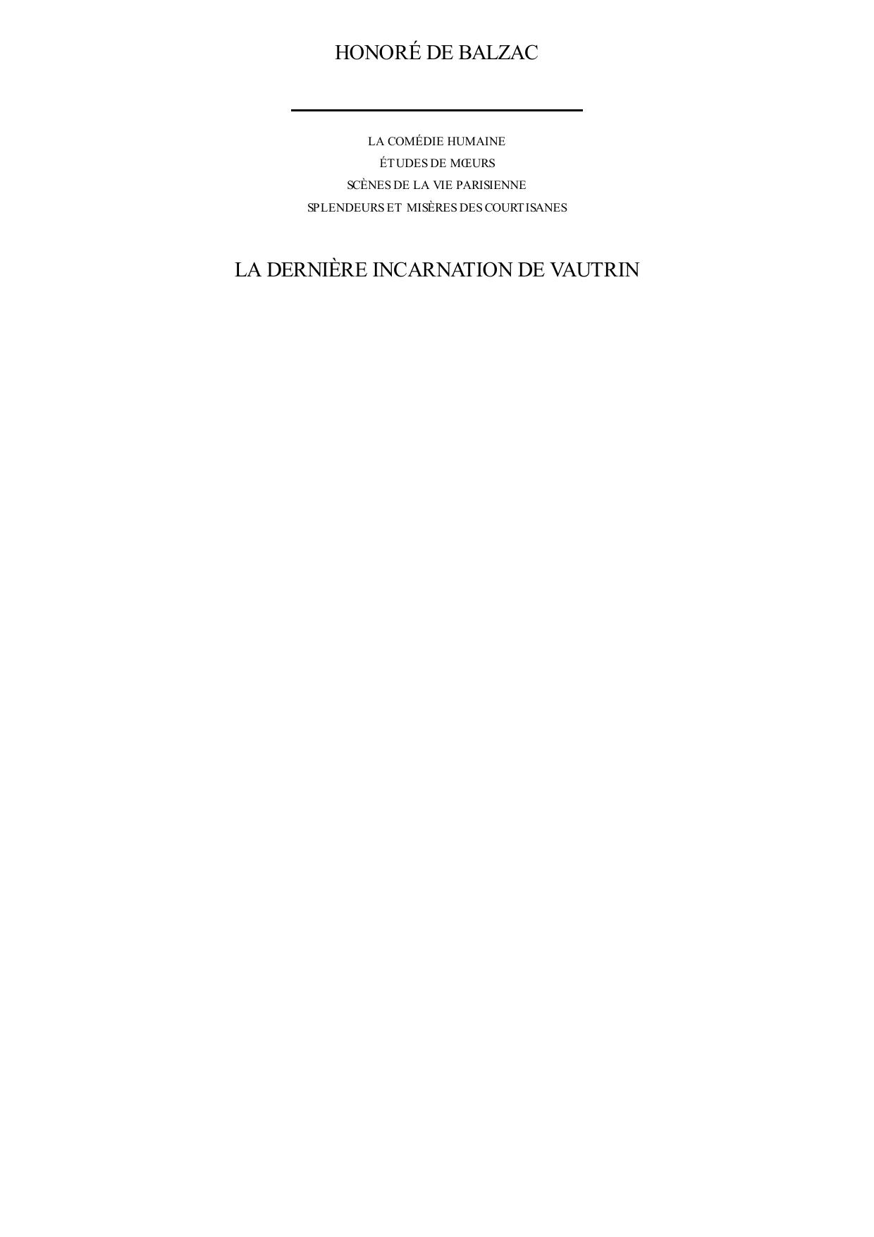 La dernière incarnation de Vautrin